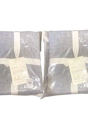Set Of 2 Pottery Barn Belgian Flax Linen Shams Chambray Standard NWT Hemstitch